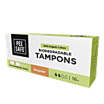 Peesafe 100% Organic Cotton Biodegradable Tampons - Regular 16 pcs