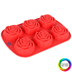 Seven seas Silicone Cake Mould - 6 Cavity, Rose, Assorted Colour 1 pc