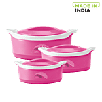 Milton New Marvel Jr Inner Steel Casserole Gift Set For Roti/Chapati - Pink 3 pcs