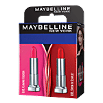 Maybelline New York Creamy Matte Lipstick - Flaming Fuchsia & Siren In Scarlet 7.8 g (Pack of 2)