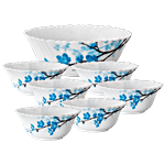 Larah by Borosil Mimosa Opalware Pudding Set - White 7 pcs 