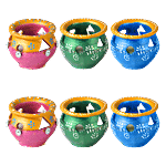 DP Wax Diya - Matki, Assorted Colour, ED147BIG 12 x 12 x 10 cm (Pack of 6)