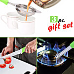 Anjali Utility Set - Lighter, Strainer, Knife, Green 3 pcs