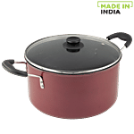 Srushti Gold Non-Stick Biryani Pot/Handi With Glass Lid - 24 cm, Maroon 1 pc 