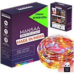 Mansaa USB Copper String Fairy Lights - 3 M, 30 LED, Multicolour, For Home Decor 1 pc