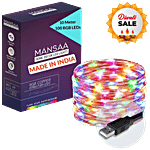 Mansaa USB Copper String Fairy Lights For Home Decor - 10 M, 100 LED, Multicolour, Festive 1 pc 