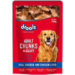 Drools Real Chicken & Liver Chunks In Gravy Wet Food For Adult Dogs 150 g