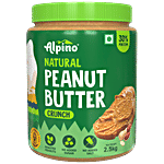 Alpino Natural Peanut Butter - Crunch, Unsweetened, Gluten Free, Non-GMO, Vegan 2.5 Kg Jar
