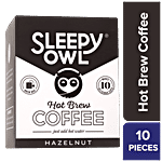 Sleepy Owl Hazelnut Hot Brew Bags - High Quality Arabica Beans Blend, Easy To Use 100 g (10 Bags x 10 g each)