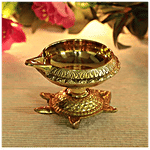 Trm Brass Diya/Kachua Stand Deepam - Turtle Shape Base, Small, Gold Colour 1 pc