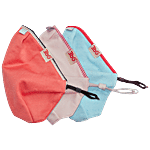 3BO Deltoid Lite Face Masks In Rose, Pink & Aqua Knit Fabrics With Bindings - Assorted, 3C2001, Medium 3 pcs