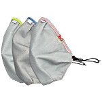 3BO Deltoid Turbo Face Masks In Grey Mesh With Pink, Blue & Green Bindings - Assorted, 3C2007, Medium 3 pcs