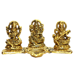 Klassic Laxmi Ganesh Saraswati Idol - Brass 6 x 6 Cm