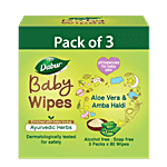 Dabur Baby Wipes With Moisture Lock Cap 240 wipes (Pack of 3)