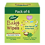 Dabur Baby Wipes With Moisture Lock Cap 480 wipes (Pack of 6)