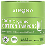 SIRONA FDA Approved 100% Organic Cotton and Biodegradable Tampons - Heavy Flow 18 pcs 