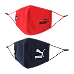 Puma Reflective Logo Adjustable Face Mask - Large, Red & Blue 9L x 5.5H  Inch (Set of 2)