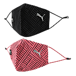 Puma Face Mask - Printed, Adjustable, Medium, Black & Pink 8 x 5 Inches (Set of 2)