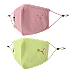 Puma Face Mask with Reflective Logo - Adjustable, Medium, Green & Peach 20 x 13 cm (Set of 2)