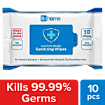 bb home Alcohol Sanitizing Wipes, For Hands & Surface, Skin-friendly 10 pcs 