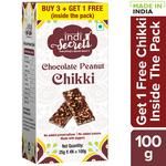 IndiSecrets Chocolate Peanut Chikki With Jaggery 100 g (4 x 25 g each)