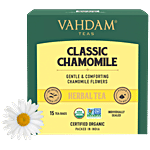 VAHDAM Herbal Tea - Organic Classic Chamomile 30 g (15 Pyramid Bags x 2 g each)