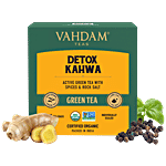 VAHDAM Green Tea - Organic Detox Kahwa Long Leaf 30 g (15 Pyramid Bags x 2 g each)