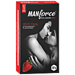 Manforce Condoms 3 in 1 Ribbed, Contour, Dotted, Strawberry Flavoured Condoms 10 pcs