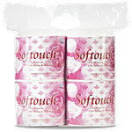 Softouch Bathroom Tissue Rolls - 2 Ply 4 pcs Pouch (250 Pulls)