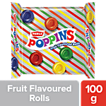 Parle Poppins Candy - Fruit Flavoured Rolls, Tangy & Crunchy 100 g 