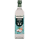 Anveshan Wood Cold Pressed Coconut Cooking Oil - For Hair & Massage 1 L Glass Bottle