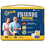 Friends Overnight Adult Diapers Pants Style - Medium, Waist Size 25-48-inch, 63.5-122 cm 10 pcs
