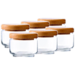 Ocean Pop Jar With Wooden Lid B02511 W 325 ml (Set of 6)