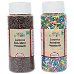 Wow Confetti Confeito Vermicelli Combo, Sprinkles 250 g (Rainbow 125g & Chocolate 125g)