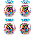 Yera Glass Jar Set With Blue Printed Lids - Small 245 ml (Set of 4)