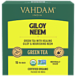 Vahdam Organic Giloy Neem Green Tea Bags - Detox Tea For Weight Loss & Immunity 30 g (15 Pyramid Bags x 2 g each)