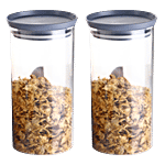 Tallboy Round Air Tight Kitchen Storage Container - Grey 1.4 L (Set of 2)