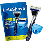 LetsShave Pro 6 Plus Shaving Razor For Men - 6 Blade With Back Blade 1 pc