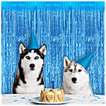CherishX Blue Tinsel Glossy Foil Fringe Curtain Frills For Party Photo Backdrop Decoration 2 pcs