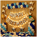 CherishX Premium Blue Birthday Balloon Decoration Items 127 pcs