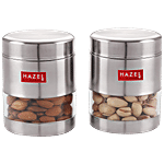 Hazel Stainless Steel Transparent Matt Finish See Through Container - Silver 400 ml (Set of 2)