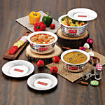 Hazel Aluminium Hammered Finish Tope Patila - With Lid, Silver 5 pcs