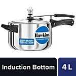 Hawkins Stainless Steel Inner Lid Pressure Cooker - Induction Base, With Handle, Silver, HSS40 4 L