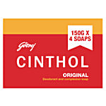 Cinthol Original Deodorant & Complexion Soap, 99.9% Germ Protection 150 g Carton (Pack of 4)