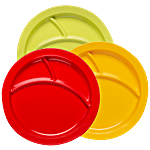 Iveo Idli/Dosa/Pav Bhaji Plates - 100% Melamine - Round - Multi Colour set of 3 