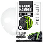 Swiss Beauty Sheet Mask - Charcoal Bamboo, Detoxify Your Skin, Anti-pollution 22 ml 