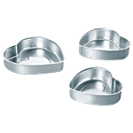Elephant  Cake Baking Mould - Heart-Shaped, Aluminium 3 pcs