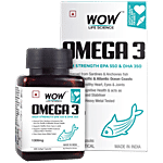 Wow Skin Science Omega 3 Fish Oil 1300mg Triple 3X Strength - 550 mg EPA & 350 mg DHA for Heart, Joints & Brain Health 60 pcs