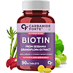 Carbamide Forte Biotin Supplement - With Amla, Brahmi & Bamboo Extract, For Hair Growth 90 pcs 