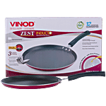 Vinod Zest Inducto Aluminium Non-Stick Flat/Dosa Tawa - 3 Layer Coating, Induction Base, 25 cm, 4 mm 1 pc